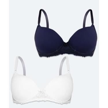 Imagem de Kit 2 Sutiãs Com Base E Com Bojo Microfibra Recorte Re-52303 - MARISA,