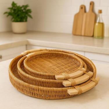 Imagem de Kit 3 peças Bandejas Redondas em Madeira