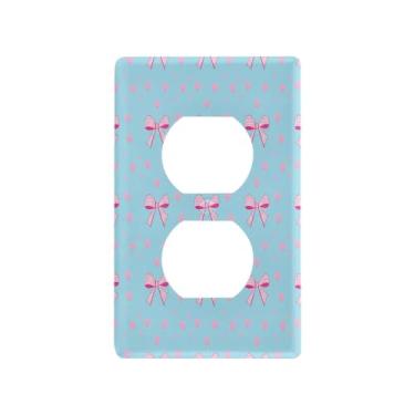Imagem de Wassud Gingham Bows and Hearts Light Switch Cover Plate Decorative Outlet Covers Placa de parede para tomadas elétricas duplex 4,53 x 2,76 polegadas
