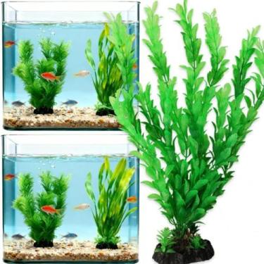 Imagem de Plantas aquáticas artificiais de plástico, grama, aquário, decoração de casa, planta verde falsa, salgueiro longo, 32 x 10 x 6 cm)