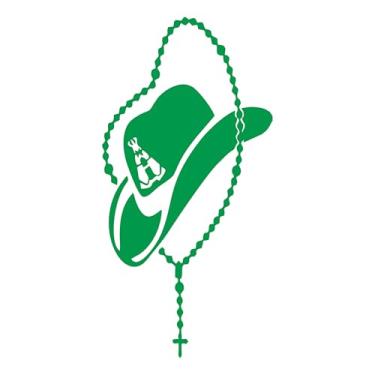 Imagem de Adesivo chapéu Cowboy com o terço - Sertanejo Rodeio Peão para carros caminhonetes caminhão parede (VERDE, 8,5X17cm)