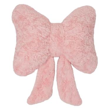 Imagem de Fenteer Almofada decorativa de pelúcia com laço, moderna e multifuncional, ideal para dormitórios, cafés, carros, camas e cadeiras, Rosa