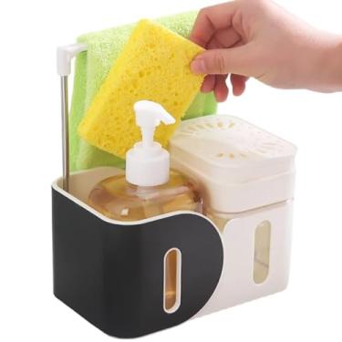 Imagem de Saboneteira Líquida - Recarregavel Com Suporte Para Esponja,Frasco Dosador De Para Pia Da Cozinha - Para Balcão Casa Apartamento E Lavagem De Rosto Louça Uso