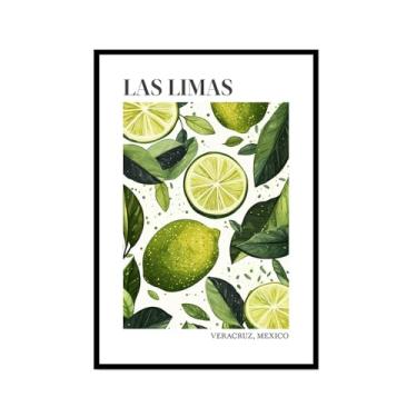 Imagem de Pôster colorido de limão, citrinos e laranjas, mercado de frutas, vintage, arte de parede, decoração de cozinha, pintura em tela para sala de jantar e quarto (SKU4,12 x 45,7 cm = (30 x 45 cm), moldura