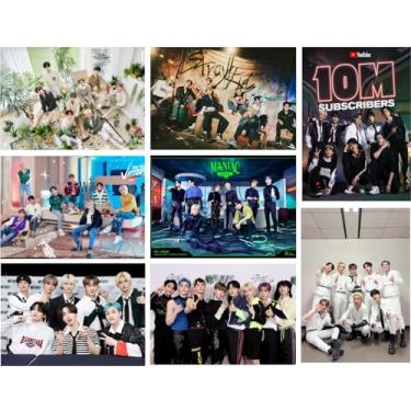Imagem de LeymiLotus 8 peças STRAY-KIDS pôsteres, STRAY-KIDS pôster pintura de parede fotos postáveis para festa de aniversário decoração de casa (colorido 1)