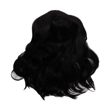 Imagem de Luqeeg Peruca Encaracolada Feminina Preta de Comprimento Médio Com Ajuste Ajustável, Peruca Longa e Ondulada Elegante para Festas e Uso Diário, Cabelo Sintético de Alta Temperatura