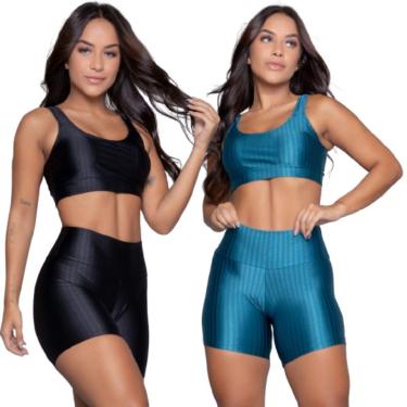 Imagem de KIT 2 Top e Short New Zig 3D Serra e Mar Conjunto Para Academia Treino Moda Fitness Feminina-Feminino