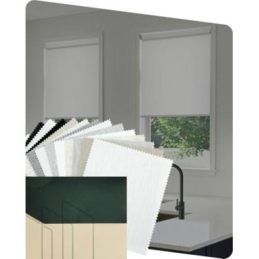 Imagem de Yoolax Persianas motorizadas sem perfuração com controle remoto, persianas inteligentes blackout para janelas motorizadas, persianas automáticas para quarto, sala de estar, amostra de tecido