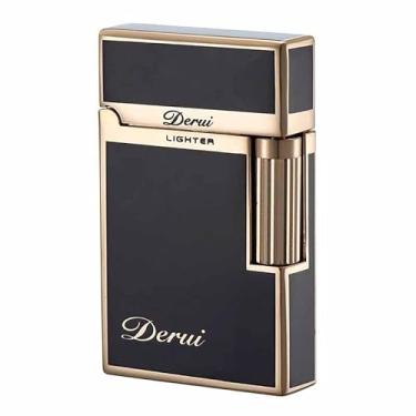 Imagem de Isqueiro clássico de butano vintage isqueiro de ignição lateral, recarregável para homens, pai, marido, colecionável exclusivo (combustível não incluído), dourado