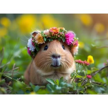Imagem de UPABLUNSO Kits de arte de diamante para adultos, coroa de flores sem moldura, porquinho-da-índia, kits de pintura para adultos iniciantes, kits de diamante redondo para decoração de parede de casa 30
