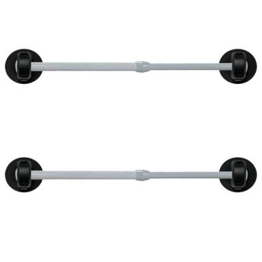 Imagem de Pacote com 2 varões de cortina magnéticos para portas de metal, ajustáveis se estendem de 40,6 cm a 71 cm varão de cortina magnético para café para ferro e aço, sem furadeira, não cai, branco, aço