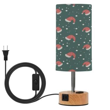 Imagem de Blueangle Chapéus de Natal Candeeiro de mesa com controle de toque com duas portas USB e tomada CA, regulável em 3 vias para quarto, sala de estar, berçário (29)