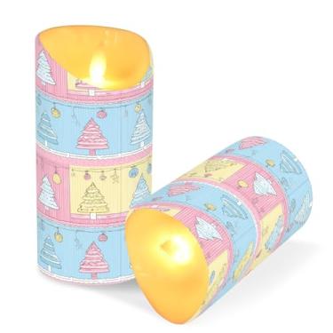 Imagem de ATTX Pacote com 2 lindas velas sem chamas para árvore de Natal – 7,6 cm x 9,9 cm com controle remoto e temporizador para casa, casamento, decoração de acampamento #299