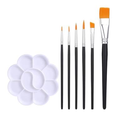 Imagem de Colaxi Conjunto de 6 pincéis para pintura facial, pintura corporal e arte, com paleta profissional inclusa para desenho em tela e guache.