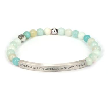 Imagem de cusurlove Pulseira Cristã Inspiradora para Mulheres, Banhado a Ouro 18 K, Biblia Versículo com Contas Amazonita, Presente de Fé Religiosa para Mãe, Filha, Irmã, Amiga, Medium, Pedra Aço inoxidável