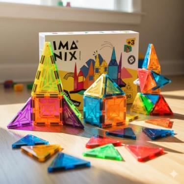 Imagem de Blocos de Montar Magnéticos 60 Peças Brinquedo Construção Criativa