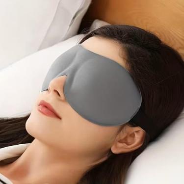 Imagem de Máscara de dormir de ioga 3D para viagens - Fibra de poliéster confortável e respirável, perfeita para meditação e relaxamento, cinza