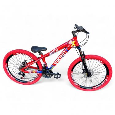 Imagem de Bicicleta Aro 26 Vikingx Tuff Freeride 21v Aro Vmaxx Freio A Disco Garfo Suspensão Pneu Flame vermelho-Azul X25