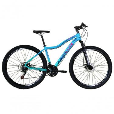 Imagem de Bicicleta Aro 29 Absolute Hera Feminina 24v Freio A Disco Garfo Suspensão Mtb Alumínio Azul-Verde Tam: 15