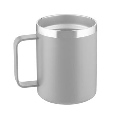 Imagem de Caneca Térmica 400ml Parede Dupla com Tampa de Bambu Cinza