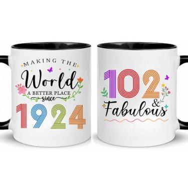 Imagem de Choinn 1924 Presentes de aniversário de 102 anos para mulheres e homens, presente de aniversário de 102 anos, caneca de café para mãe, pai, avó, vovô, ideias de presentes de aniversário de 102 anos