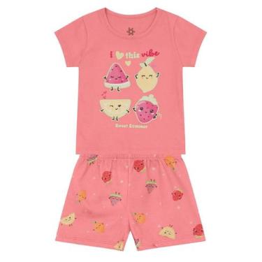 Imagem de Pijama infantil menina de frutinhas brilha no escuro Brandili, 8, Rosa
