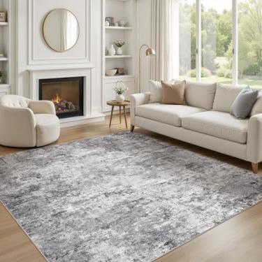 Imagem de UERMEI Tapetes quadrados: Tapete abstrato moderno e neutro lavável 15 x 15 cm para sala de estar - Tapete macio com suporte antiderrapante para cozinha, berçário, dormitórios, fazenda, decoração de