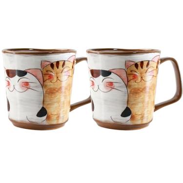 Imagem de TAKEMI Canecas japonesas para gatos Arita-yaki, conjunto de 2 (vermelho e azul), 283 g – Feito no Japão, xícaras de chá e café em caixa de presente para matcha, latte e chocolate quente, presente para