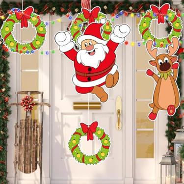 Imagem de FYSUIMU Decoração de cerca de Natal ao ar livre, sinal de espião, Papai Noel, Rena, Grinalda de jardim, gramado, lareira, suprimentos de decoração de árvore de Natal