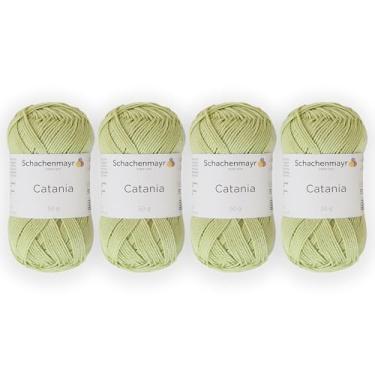 Imagem de 4 novelos/pacote Schachenmayr (SMC) Catania Originals Yarn, cada bola 50 g (125 m), 100% algodão mercerizado para fio de tricô e crochê, peso esportivo, 392 - amarelo e verde