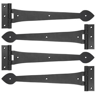 Imagem de Otoolling Pacote com 2 dobradiças de alça com parafuso de 38 cm de ferro forjado preto resistente alça de porta e dobradiças de porta para galpão cerca de celeiro persiana moldura de madeira portas de