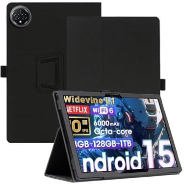 Imagem de AIJAKO Capa para tablet Raemond K80 de 10 polegadas, capa protetora dobrável de couro PU premium com ímã de alça de mão para Raemond K80, preta