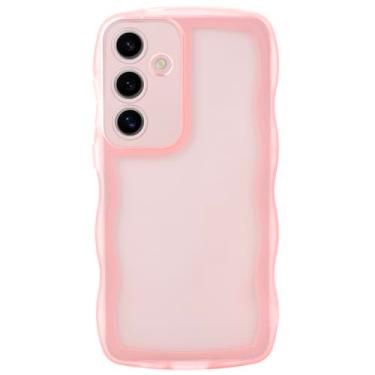 Imagem de MEGANTREE Linda capa de telefone compatível com Samsung Galaxy S24 Plus, Galaxy S24+ moldura ondulada encaracolada antiderrapante, capa de proteção contra quedas de TPU macio, para meninas e mulheres