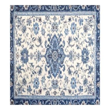 Imagem de Qilmy Capa de ímã de lava-louças com estampa azul e branca, painel magnético decorativo de 58 x 66 cm para utensílios de cozinha, adesivo de geladeira para máquinas de lavar louça, lavadoras e