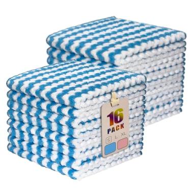 Imagem de AIWIWH Toalhas de prato, panos de limpeza de microfibra de veludo coral, super absorventes e de secagem rápida, panos de prato reutilizáveis sem fiapos para cozinha, lavar pratos (16, azul pequeno)