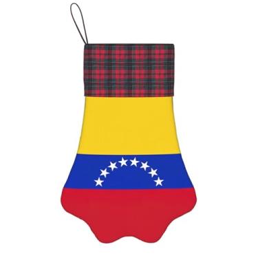 Imagem de SKKNT Estampa da bandeira da Venezuela, meias de Natal, animais de estimação, decoração de Natal, cães, gatos, árvores, doces, presente, conveniente