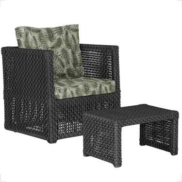 Imagem de Mesa E 1 Poltrona Madri Corda Náutica Estofado 5 Trama Preto