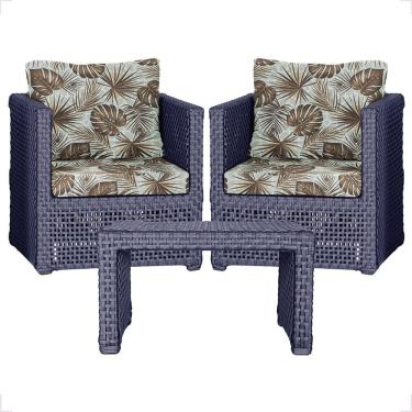 Imagem de Mesa E 2 Poltronas Madri Corda Náutica Estofado 6 Trama Azul