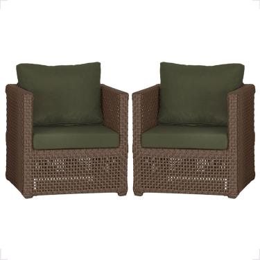 Imagem de 2 Poltronas Madri Alumínio Corda Náutica Estofado 13 Trama Marrom