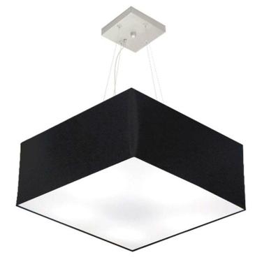 Imagem de Lustre Pendente Quadrado Vivare Md-4071 Cúpula Em Tecido 30/70x70cm - Bivolt Preto 127/220v