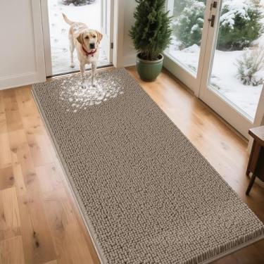 Imagem de IM HOME Tapetes de porta extra grandes bege enlameados para cães, tapete absorvente de chenille, tapete de porta interno pesado antiderrapante, tapete macio para cama de cachorro, tapete frontal