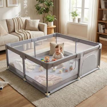 Imagem de Cercadinho Bebê Grande Chiqueirinho Infantil Cercado 180x150 (Cinza)