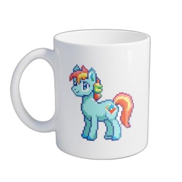 Imagem de Caneca Xícara de Café Porcelana 300ml Ilustração Unicórnio Retro