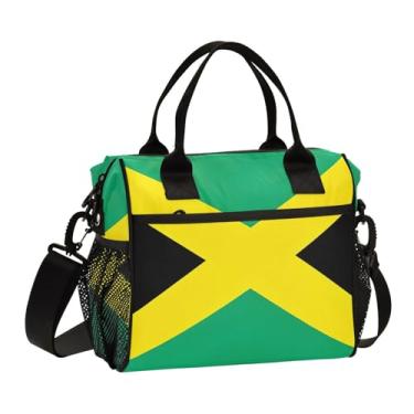 Imagem de ODAWA Lancheira com bandeira da Jamaica com alça de ombro ajustável, lancheira feminina isolada para trabalho grande
