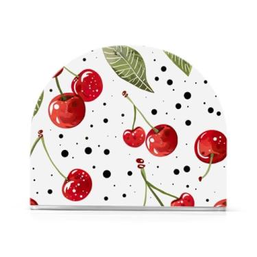 Imagem de Porta-guardanapos brancos cereja acrílico, porta-guardanapos para cozinha, dispensador de guardanapos de cozinha para guardanapos de papel de jantar