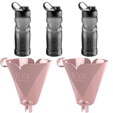 Imagem de Conjunto de 2 Suporte para Filtro de Café 103 Rosa + 3 Garrafa de Hidratação Fitness 500ml Preta