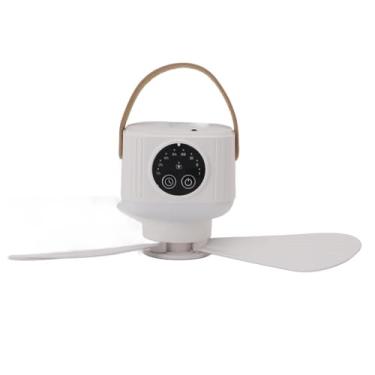 Imagem de Luocute Ventilador de Teto USB Portátil, Bateria de 7200mAh Operado Com Controle Remoto e Luz Embutida, para Barraca de Acampamento Ao Ar Livre Gazebo RV Home Office (WHITE)