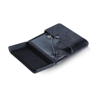 Imagem de Yinbeini Caixa de anel de casamento brinco colar pulseira caixa de armazenamento caixa de presente de noivado caixa de presente organizador de joias caixa de exibição (cinza, caixa de colar média)