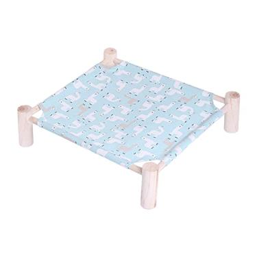 Imagem de Cama de rede para gato dormir pet madeira removível respirável Cão pequeno Portátil Suporte estável Tecido lona Design especial Casa Escritório