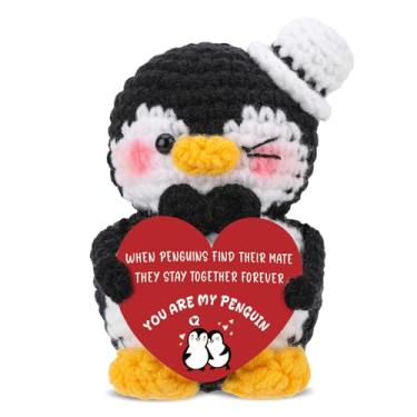 Imagem de Guiqulai Handmade Crochet Penguin Plush with Love Positive Card Anniversary Birthday Christmas Couples Gifts for Boyfriend Girlfriend Husband Wife